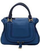 Chloé Factory Blue Leather Large 'Marcie' Tote Bag - Lyst