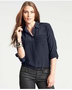 Ann Taylor Petite Silk Camp Shirt - Lyst