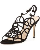 Manolo Blahnik Gori Suede Squiggly Sandal - Lyst