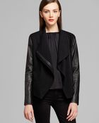 Vince Jacket Leather Sleeve Asymmetric - Lyst