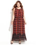 Vince Camuto Plus Size Printed Blouson Maxi Dress - Lyst
