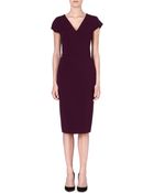 Victoria Beckham V-Neck Stretch Crepe Dress - Lyst