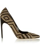 Brian Atwood Studded Suede And Metallic Leather Pumps - Lyst