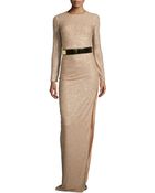 Stella McCartney Long-Sleeve Sequined Silk Gown - Lyst