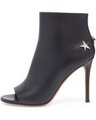 Givenchy Peep-Toe Leather Star Bootie - Lyst