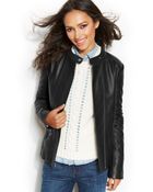 Tommy Hilfiger Leather Bomber Jacket - Lyst