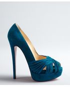 Christian Louboutin Peacock Green 'Aborina 150' Platform Peep Toe Pumps - Lyst