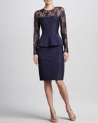 David Meister Illusionneck Peplum Cocktail Dress - Lyst