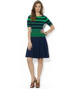 Lauren by Ralph Lauren Petite Striped Boatneck Dress - Lyst