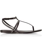 Steve Madden Black T-Strap Rhinestone Sandals - Lyst