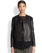 Helmut Lang Leather Sweatshirt Combo Jacket - Lyst
