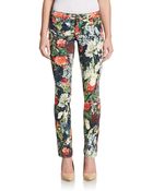 Alice + Olivia Floral-Print Skinny Jeans - Lyst