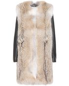 Saint Laurent Fur Coat With Leather Sleeves - Lyst