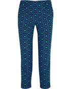 Lulu & Co Cropped Printed Crepe Slim-Leg Pants - Lyst