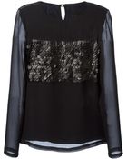 Avelon Sequin Panel Sheer Blouse - Lyst
