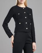 St. John Marocainpocketed Boucle Jacket Caviar - Lyst
