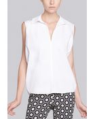 Natori Cotton Shirting Sleeveless Collar Shirt - Lyst
