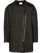 Iro Selina Leather-Trimmed Linen And Wool-Blend Coat - Lyst