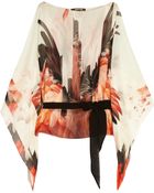 Roberto Cavalli Printed Silk-Chiffon Top - Lyst