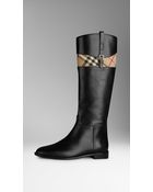Burberry Horseferry Check Detail Riding Boots - Lyst