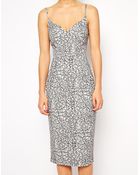 Asos Scratchy Print Hitchcock Pencil Dress - Lyst
