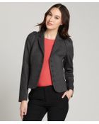 RED Valentino Grey Woolblend Crop Long Sleeve Blazer - Lyst
