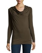 Donna Karan New York Cowl-Neck Long-Sleeve Top - Lyst
