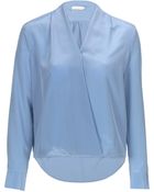 Stefanel Silk Cdc Crossover Blouse - Lyst