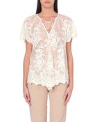 Zimmermann Silk Floral Veil Top - Lyst