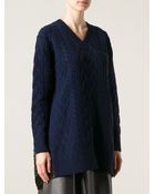 Sacai Detailed Back Cable Knit Sweater - Lyst