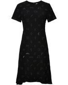 Kenzo Symbols Embroidered Crepe Dress - Lyst
