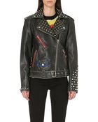 Diesel Alfie Studded Leather Biker Jacket - Lyst