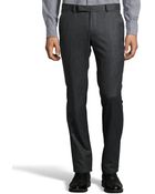 Z Zegna Grey Woven Wool Flat Front Pants - Lyst