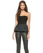 DKNY Strapless Peplum Top - Black/Black - Lyst