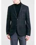Topman Green Tartan Skinny Fit Blazer - Lyst