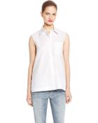 DKNY Sleeveless Button Thru Blouse - Lyst