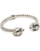 Alexander McQueen Jewelled Twin Skull Bangle - Lyst
