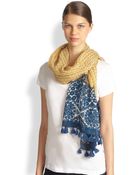 Tory Burch Crochet Logo Scarf - Lyst