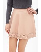 Forever 21 Scalloped Faux Leather Skirt - Lyst