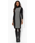 Lauren by Ralph Lauren Houndstooth Turtleneck Dress - Lyst