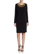 Calvin Klein Beaded Jersey Shift Dress - Lyst