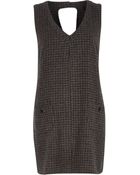 River Island Brown Check Sleeveless Shift Dress - Lyst