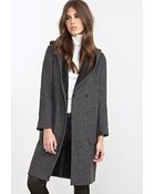 Forever 21 Hooded Shawl Collar Coat - Lyst