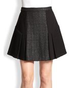 Rebecca Taylor Mixed-Media Pleated A-Line Skirt - Lyst