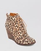 Lucky Brand Lace Up Wedge Booties - Yoanna - Lyst