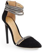 L.a.m.b. Studded Suede Dorsay Pumps - Lyst