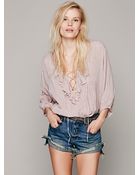 Free People Fp One Ruffle Me Up Striped Blouse - Lyst