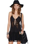 Nasty Gal Lace Off Dress - Black - Lyst