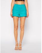 Asos Shorts In Linen With Scallop Hem - Lyst