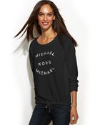 Michael Kors Michael Petite Metallic Logo Drawstring Sweatshirt - Lyst